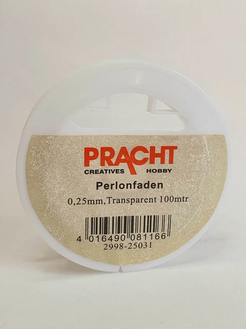 Pracht Perlonfaden Nylonfaden transparent 0,25 mm 100 m DiY Schmuck basteln