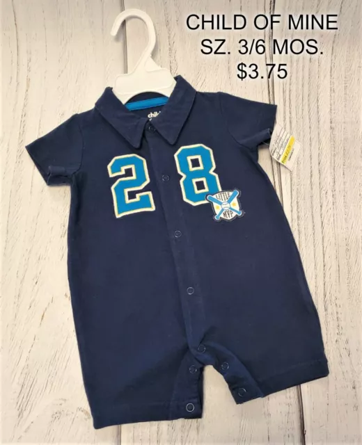 Infant Boys Carters Navy Blue Baseball Polo Style Romper - 3/6 Mos.