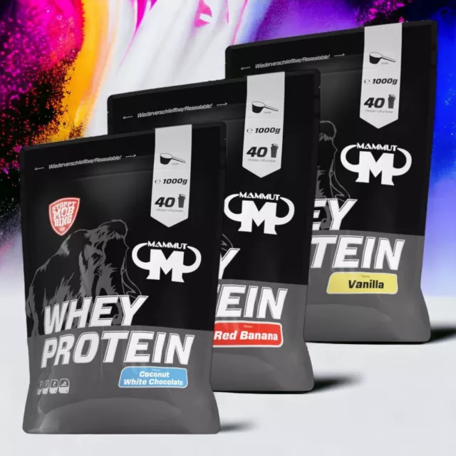 Mammut Whey Protein 3 x 1kg Eiweiß Wheyprotein Molkeprotein Molke 24,50€/kg