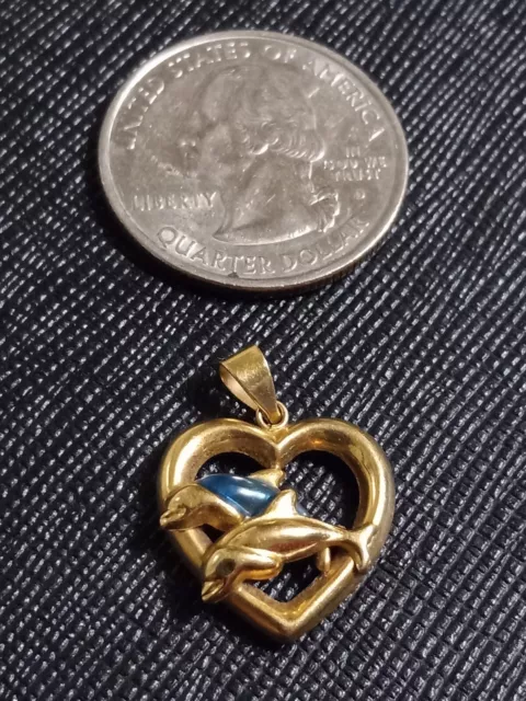 JCM 10K Gold Heart And Dolphin Pendant