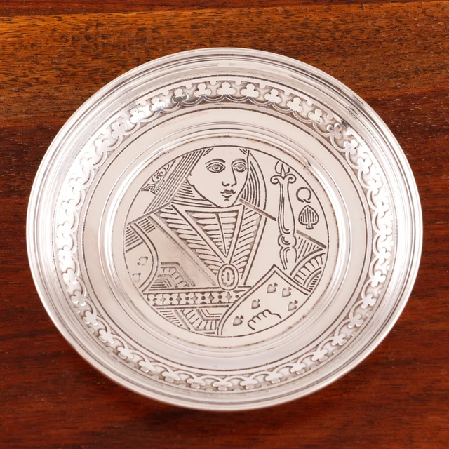 Rare Tiffany Art Deco Sterling Silver Card Tray #18313 Queen Of Spades 1912-47