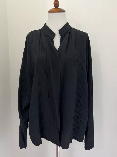 Eileen Fisher Black Textured Open Jacket Women's Size L