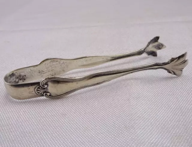 STERLING SILVER SUGAR SERVING TONGS 14g TARNISHED VINTAGE CIRCLE W VICTORIAN