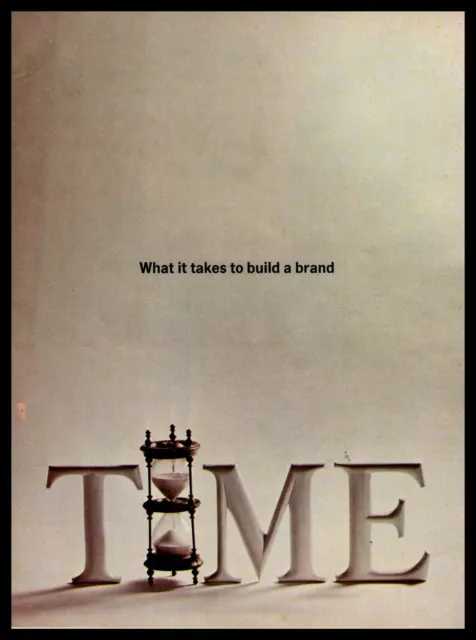 1967 Time Magazine "What It Takes To Build A Brand" Hourglass Vintage Print Ad