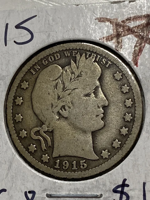1915 Barber Quarter 25c, 99 Cent Shipping