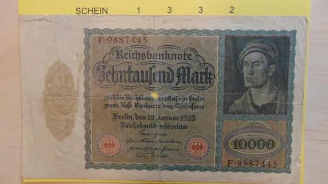 23/1332) Reichsbanknote 10 000 Zehntausend Mark 19.01.1922 Berlin