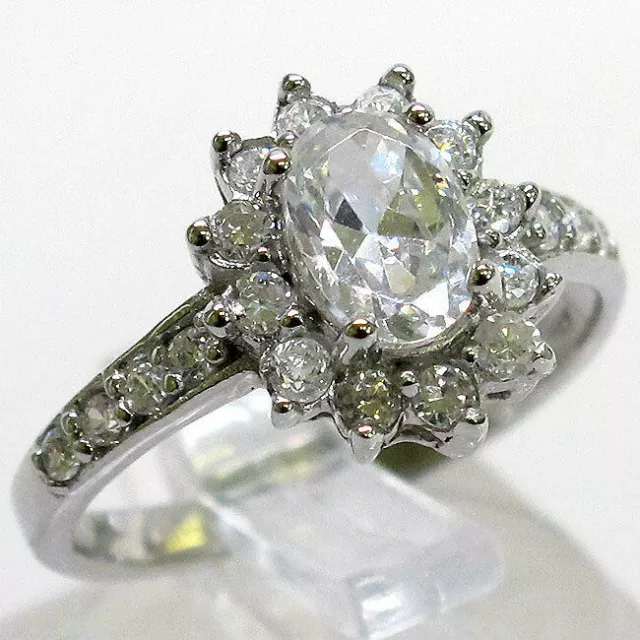 Gorgeous 1 Ct White Stone 925 Sterling Silver Ring Size 5-10