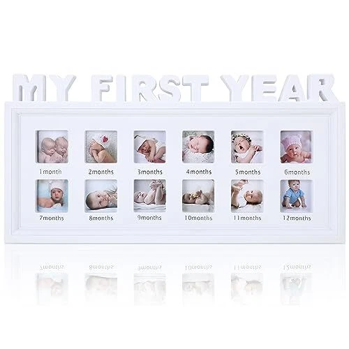 My First Year Picture Frame Newborn Baby Keepsake Frame First Year Monthly Mi...