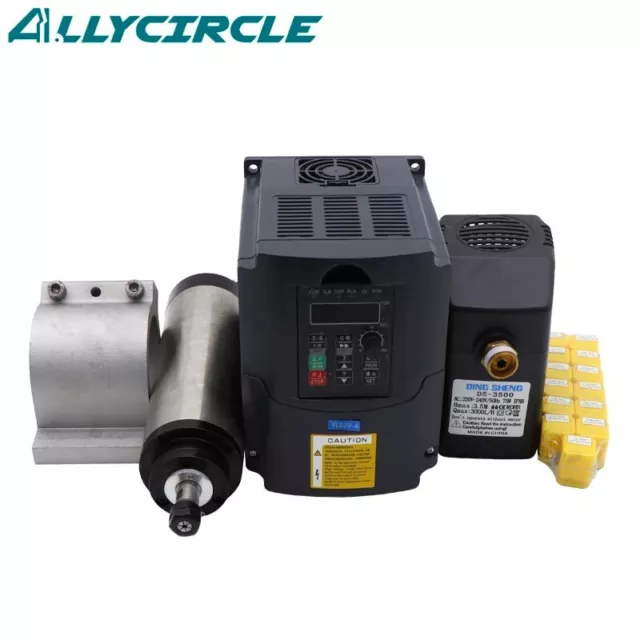 0.8KW Water Cool Spindle Motor 1.5KW VFD Inverter+Water Pump+65MM Spindle Clamp
