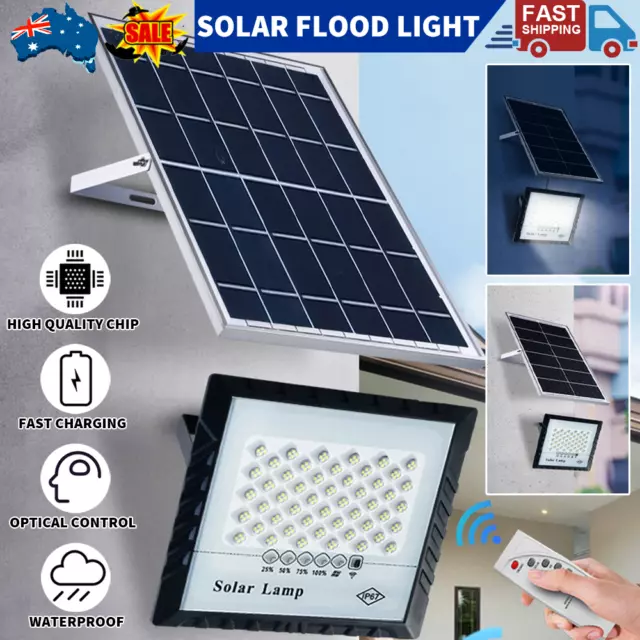 LED Solar Flood Street Light Remote Outdoor Garden Security Wall Lamp Waterproof