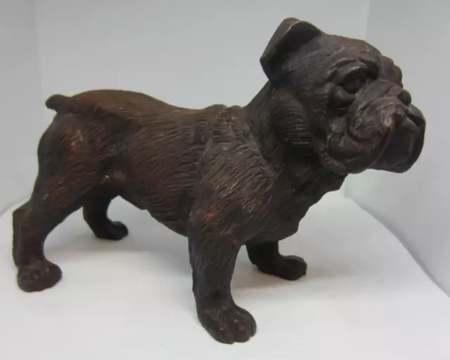 Vintage Red Mill Standing English Bulldog Pecan Shell Resin Art Brown Dog