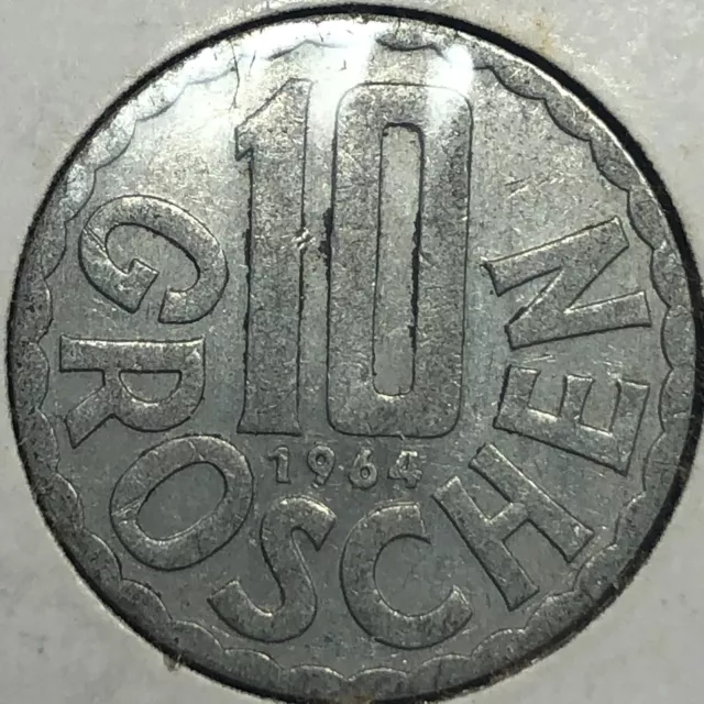 1964 Austria Ten Groschen Foreign Coin #1727