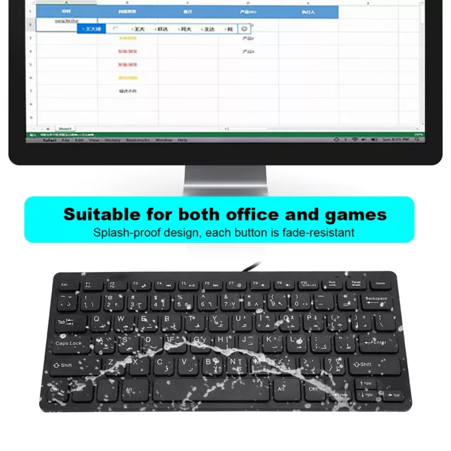 Wired Mini Portable Arabic Keyboard USB for Desktop Computer Ultra-thin 78 Keys