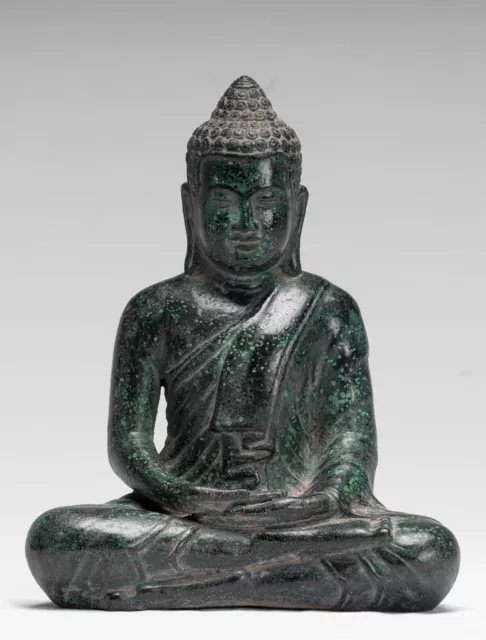 Bouddha - Ancien Khmer Style Assis Bronze Méditation Statue de 19cm/8 "