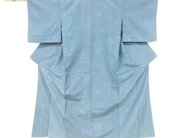 6515996: Japanese Kimono / Antique Hitoe Kimono / Tsumugi / Woven Flower