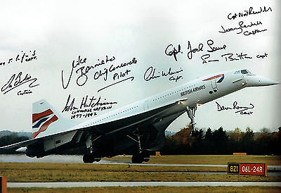 10 Signed CONCORDE Pilot Captain Autograph HUGE 18x12 Night Photo AFTAL COA 