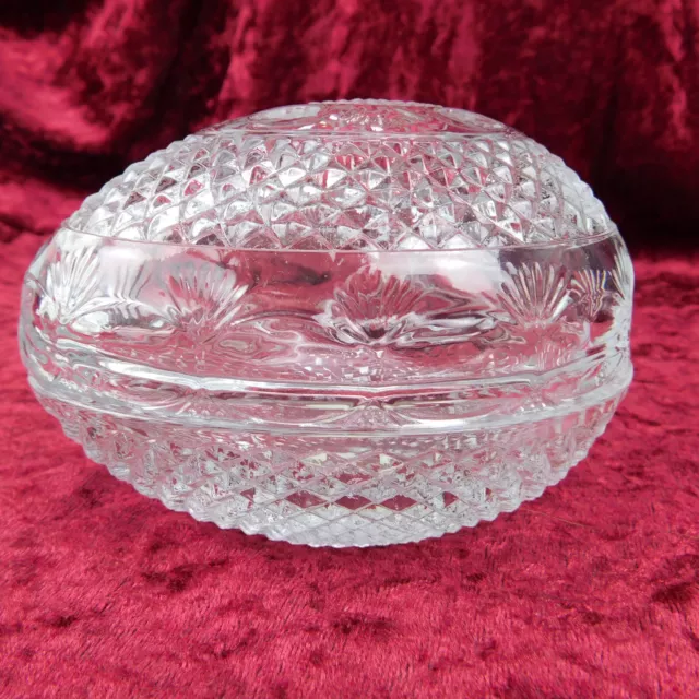 VTG A TIARA Exclusives Clear Cut Glass 2 pc Egg Trinket Candy Dish Easter Boxed