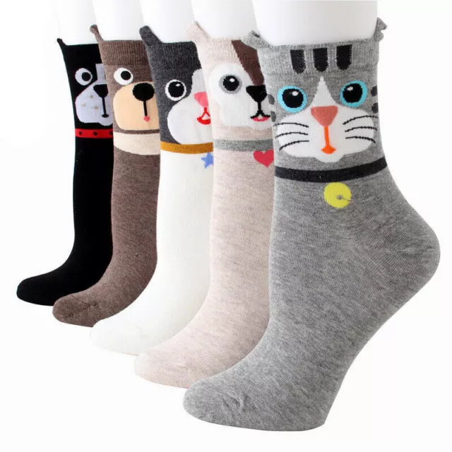 Women Cute 3D Cartoon Animal Cotton Socks Cat Dog Printed Casual Ankle-high Sock