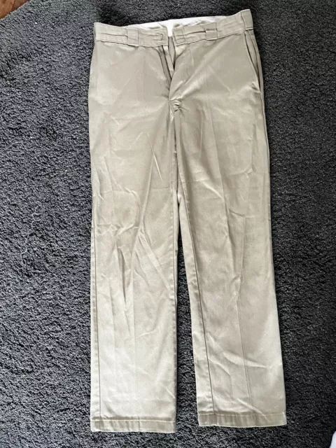 Dickies Mens Straight Chino Trousers W33 L32  Beige Cotton