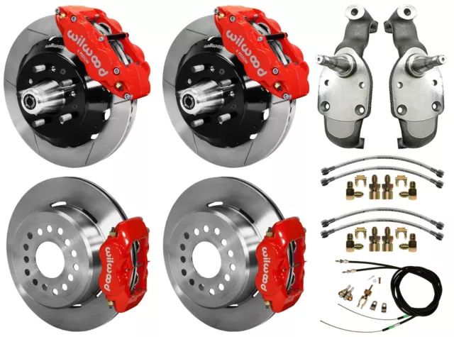 Wilwood Disc Brakes,14" Front & 12" Rear,2" Drop Spindles,65-70 Impala,Red Wilwood Disc Brakes,14" Front & 12" Rear,2" Drop Spindles,65-70 Impala,Red