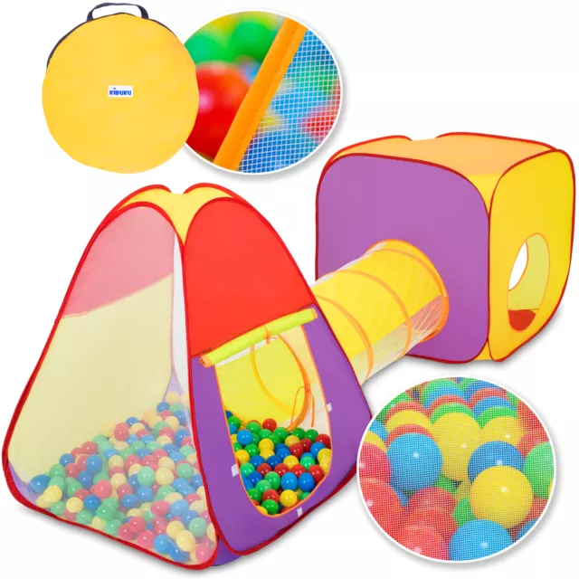 KIDUKU® Tenda per bambini con tunnel + 200 palline + borsa Tenda da gioco