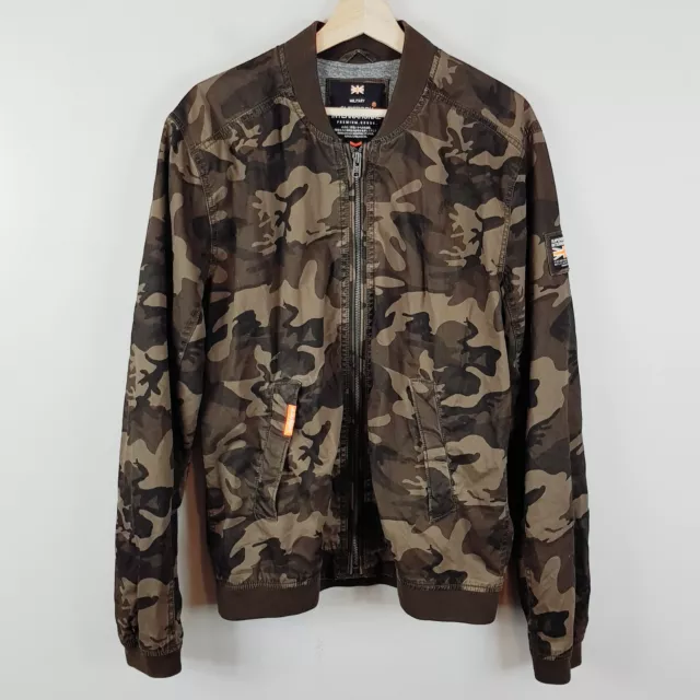 SUPERDRY Mens Size XL Zip Camo Rookie Duty Military Bomber Jacket