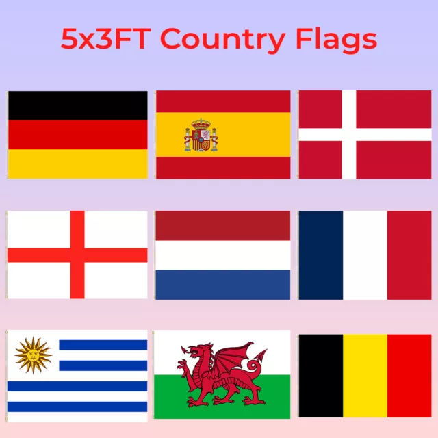 Large Polyester Flag 5ft x 3ft (150cm x 90cm) National Flag Football Sport Team