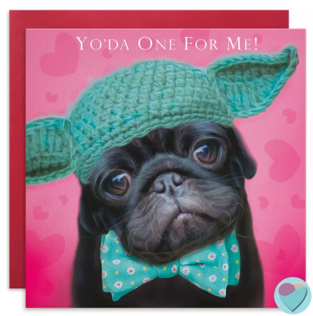 Biglietto San Valentino Carlino Yoda cane OPZIONALE Personalizza con le tue parole