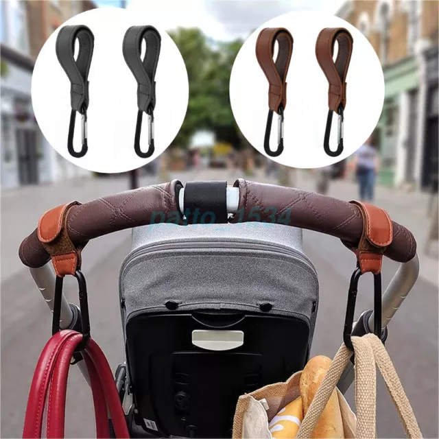 AU Buggy Clips Baby Pram Pushchair Leather Hooks Stroller Universal Clip For Bag