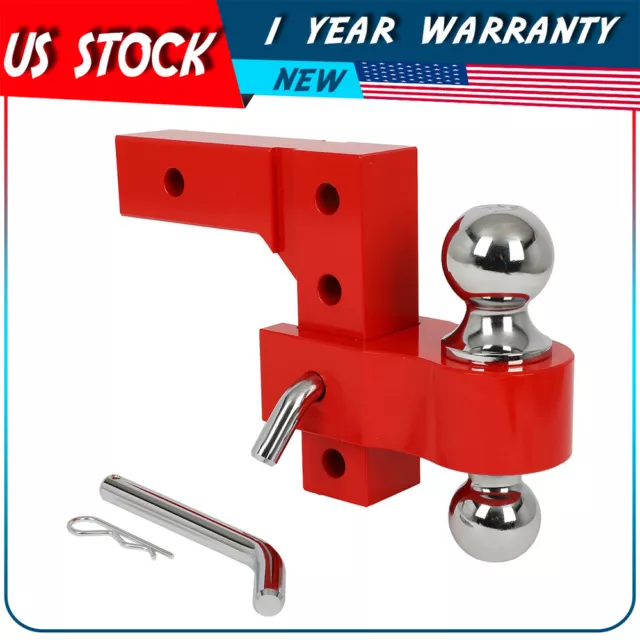 Dual Ball 6'' Adjustable Trailer Towing Hitch 2" & 2-5/16'' 6061 Aluminum Rear