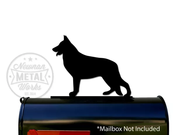 German Shepherd Silhouette Mailbox Topper / Sign - Powder Coated Steel - US Made