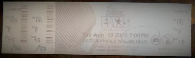 Viva Elvis Cirque Du Soleil Show Used Ticket,Aria Hotel Las Vegas, Short Run