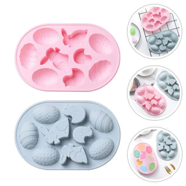 2pcs Easter Egg Bunny Silicone Cake Molds for DIY Fondant Chocolate Candy