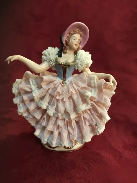 William Rittirsch Dresden Lace Porcelain Figuirne Lady Dancing