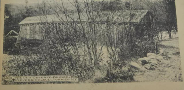 Covered Bridge Neversink Sullivan County NY 1900s EF Branning's Artino Postcard