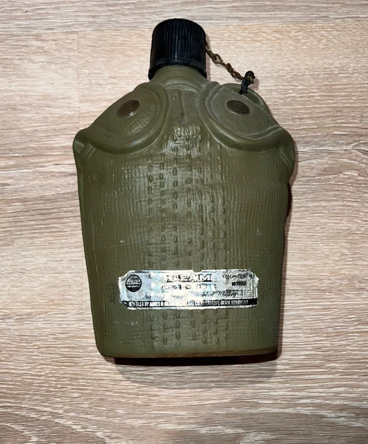 Vintage 1979 Military Jim Beam Decanter Army Marine Navy Green Military Canteen