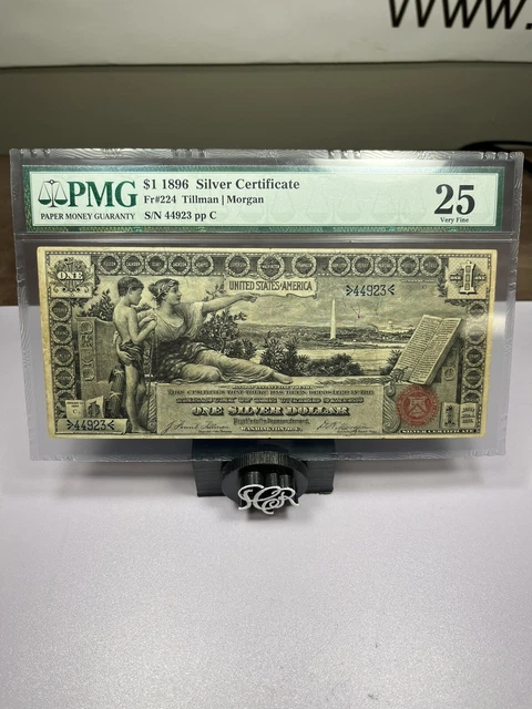 1896 $1 Educational Note Silver Certificate Fr 224 PMG VF-25