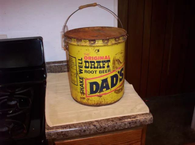 Vintage Dad's Root Beer 5 Gallon Bottler's Concentrate Metal Bucket W/Lid