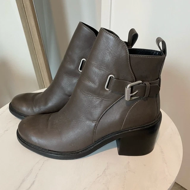 ALL SAINTS MEERA Chunky Heel Putty Brown Leather Boots 141.86