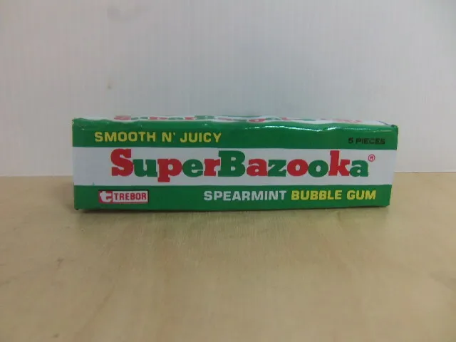 Trebor – SuperBazooka Spearmint Bubble Gum Packet – c 1975 unopened sweets