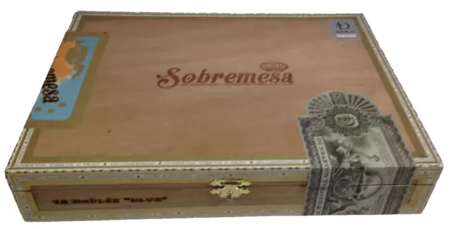 Wooden Cigar Box Sobremesa Blue 10-1/2”x7-5/8”x1-7/8” EMPTY