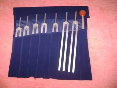 7 Pc Set Chakra Tuning Forks & Mallet for Reiki Healing sound therapy