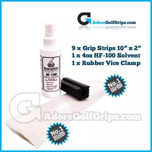 Re-Grip Kit - 9 Golf Clubs - Premium Tape - Shaft Protector & Solvent 118ml