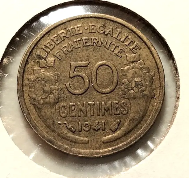 1941  FRANCE   50  Centimes Coin - KM#894.1 - Combined Shipping  (INV#7374)