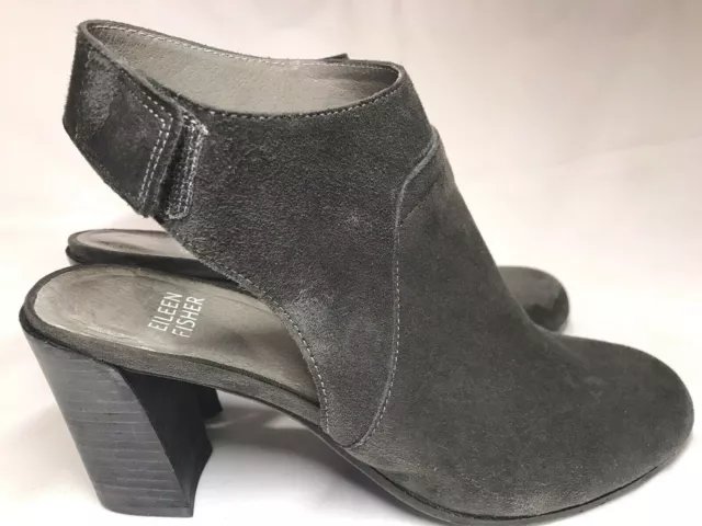 EILEEN FISHER IDEAL Grey Suede Closed Toe Mule Slingbacks Women's Size 6.5 $225