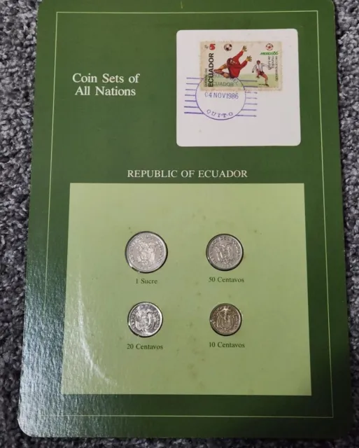 Coins of all Nations Ecuador - 4 Coins & Stamp 1976, 1981, 1985