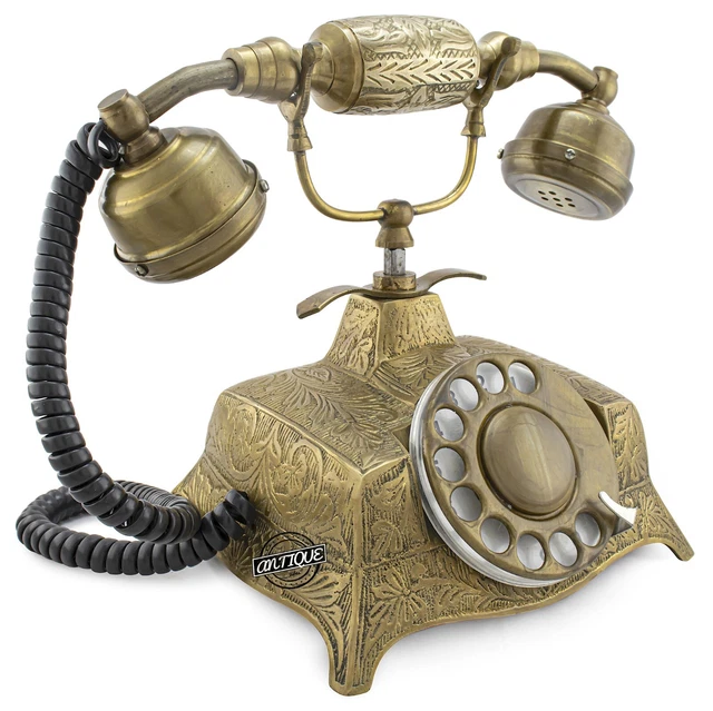 Maharaja Style Vintage Brass Telephone Table/Desk Top Rotary Dial Decor Gifts