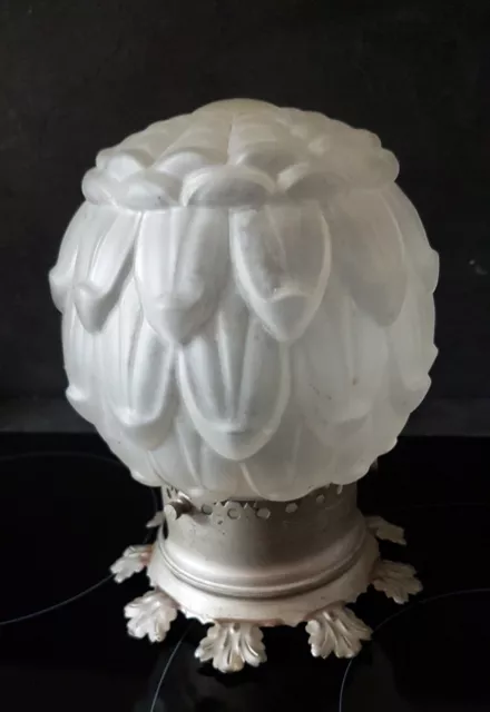 Plafonier Art Nouveau Verre Dépoli