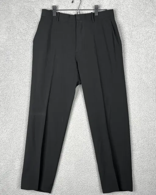 Theory Marlo Size 32 Men's Wool Blend Pleated Stretch Black Dress Pants