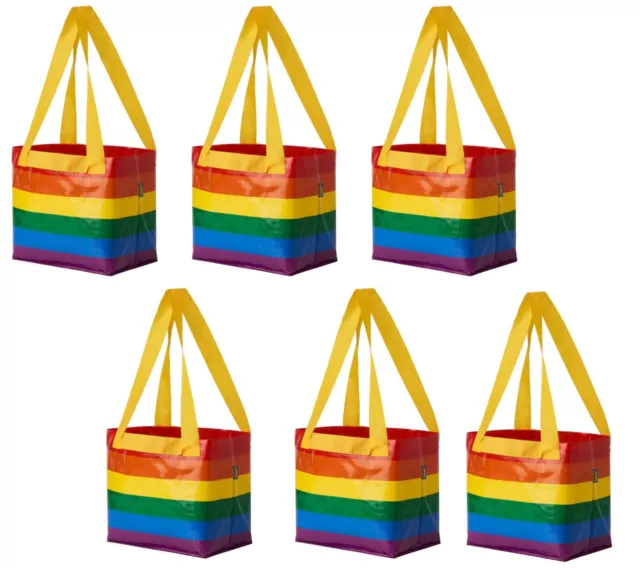6x IKEA Storstomma Small Pride Lunch Size Bag Tote Rainbow ECO Shopping Bags 🌈